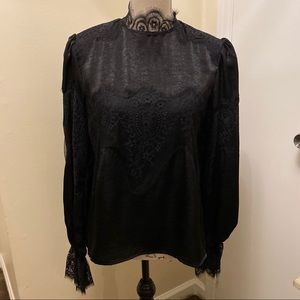 Do + Be Lace Mock Neck Blouse